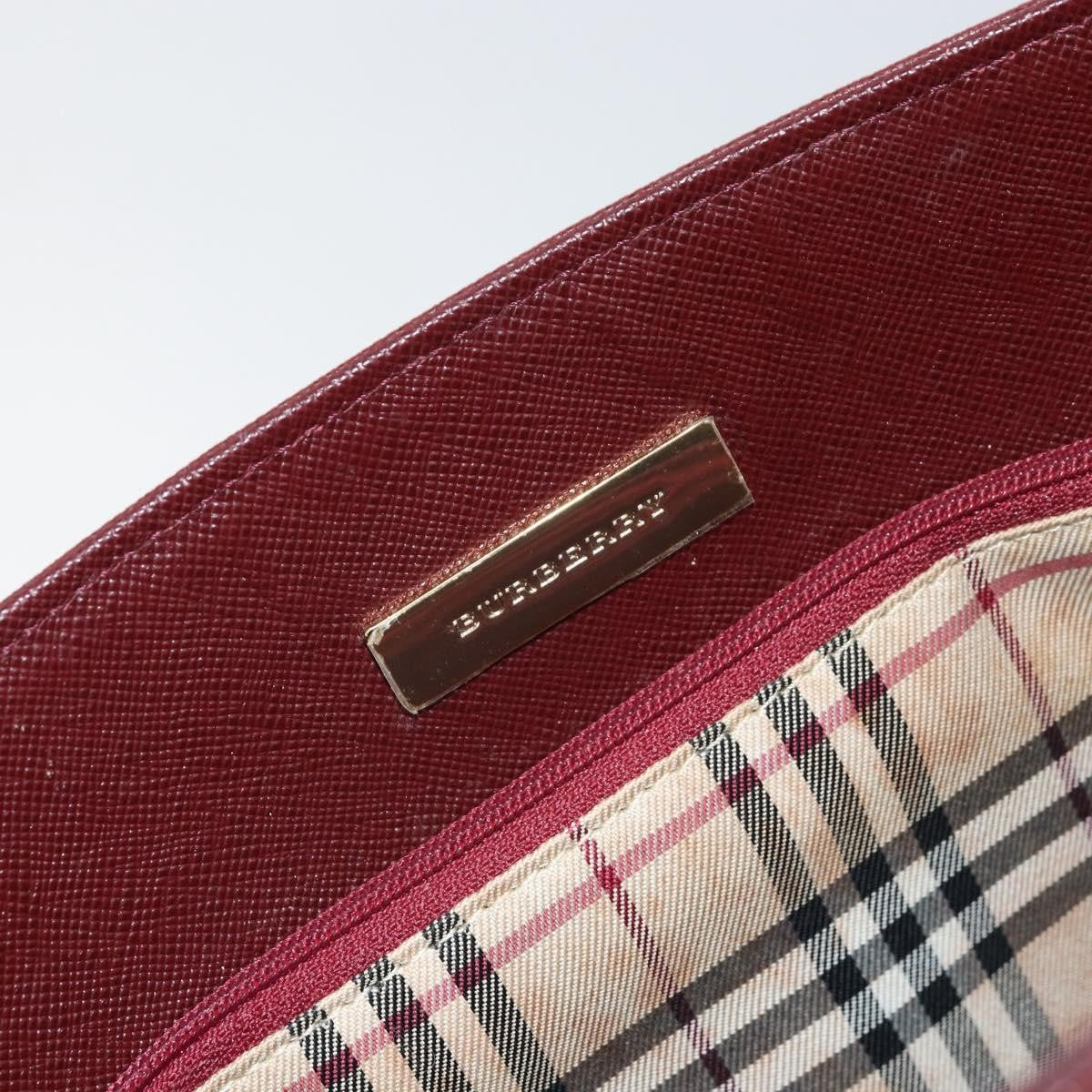 Burberry Vintage Handbag Leather, BURGUNDY, LEATHER, Handbag