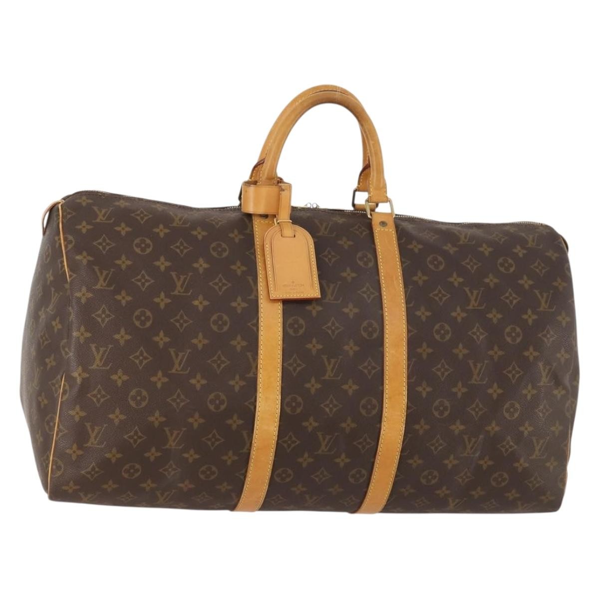 Louis Vuitton Keepall Bag Monogram Canvas, BROWN, CANVAS, Travel bag