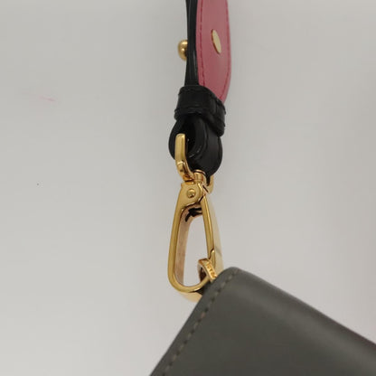 Prada Metal Ribbon Shoulder Bag City Calfskin, GRAY, LEATHER, Shoulder bag