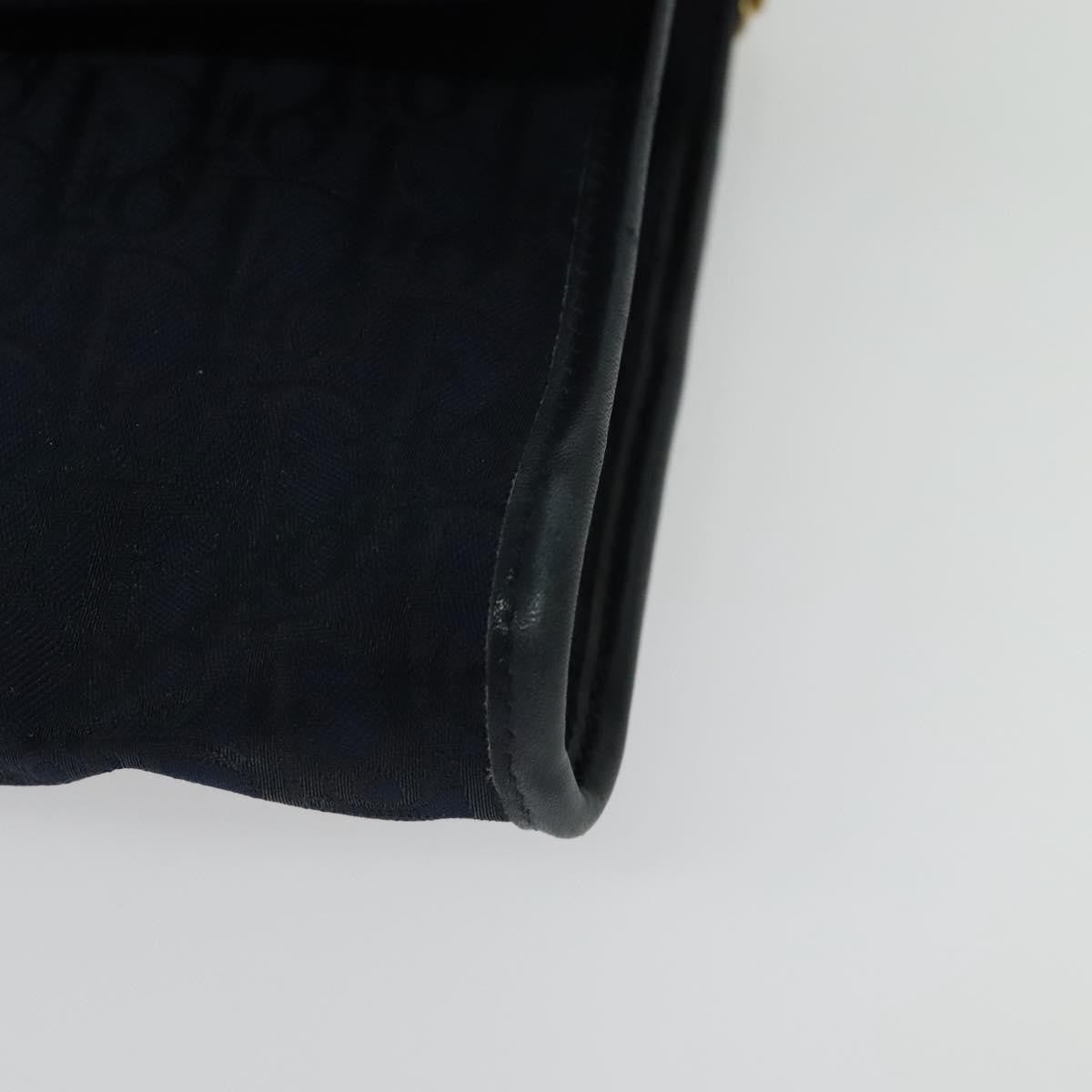 Christian Dior Vintage Chain Flap Shoulder Bag Diorissimo Canvas, NAVY, CANVAS, Shoulder bag