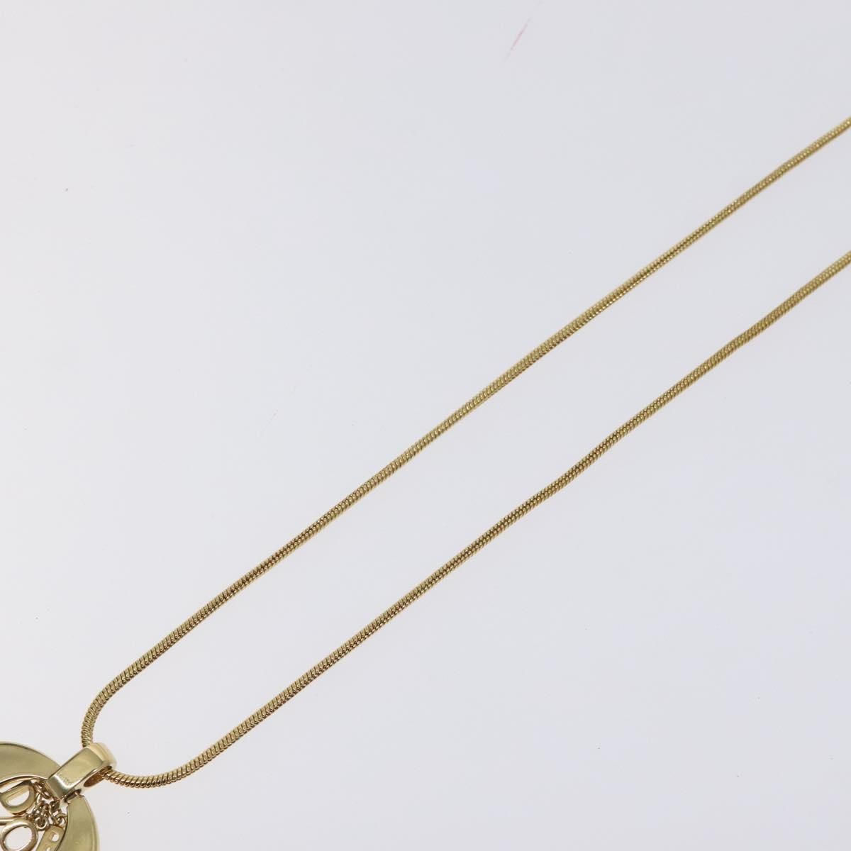 Christian Dior Round Logo Pendant Necklace Metal, GOLD, METAL, Necklace
