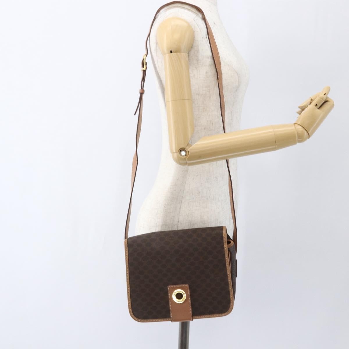 Celine Vintage Macadam Shoulder Bag Canvas and Leather, BROWN, CANVAS, Shoulder bag