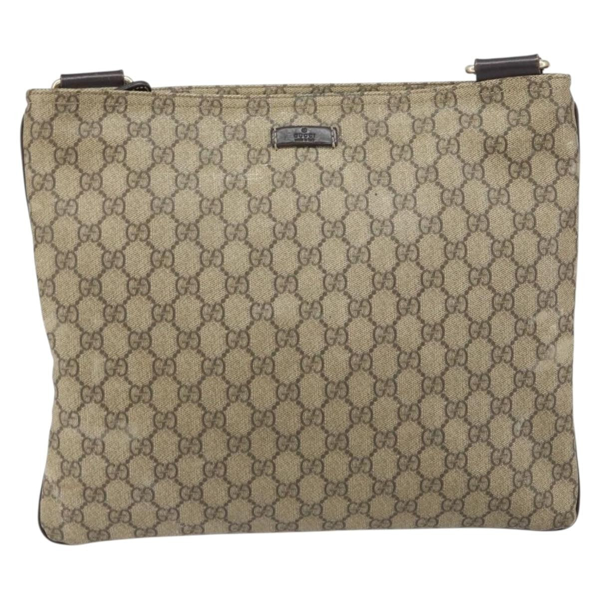 Gucci Zip Top Messenger Bag GG Coated Canvas, BEIGE, PVC, Shoulder bag