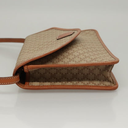 Celine Vintage Macadam Shoulder Bag Canvas and Leather, Beige, Canvas, Shoulder Bag