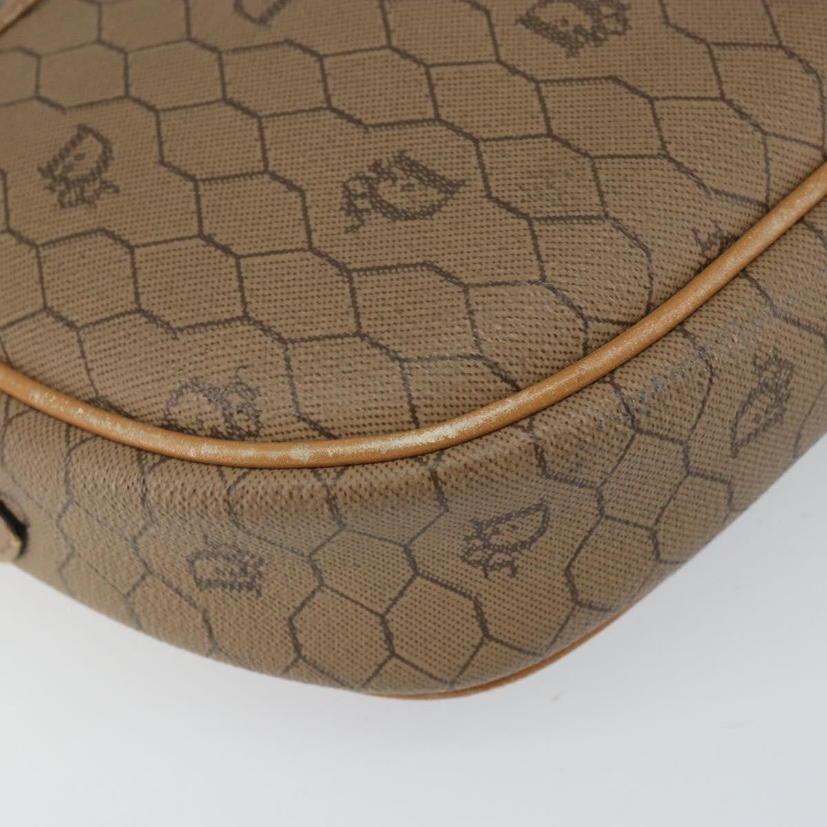 Christian Dior Vintage Honeycomb Shoulder Bag Canvas and Leather, BEIGE, CANVAS, Shoulder bag