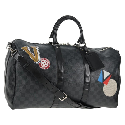 Louis Vuitton Keepall Bandouliere Bag Limited Edition Damier Graphite LV League, BLACK, CANVAS, Travel bag