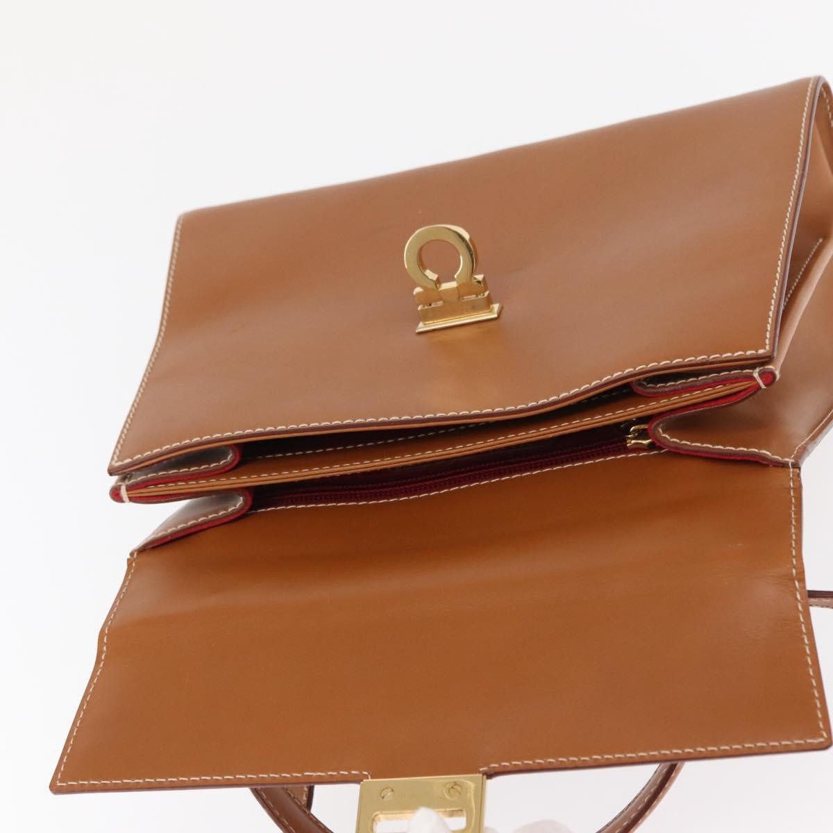 Salvatore Ferragamo Gancini handbag Leather, BROWN, LEATHER, Handbag