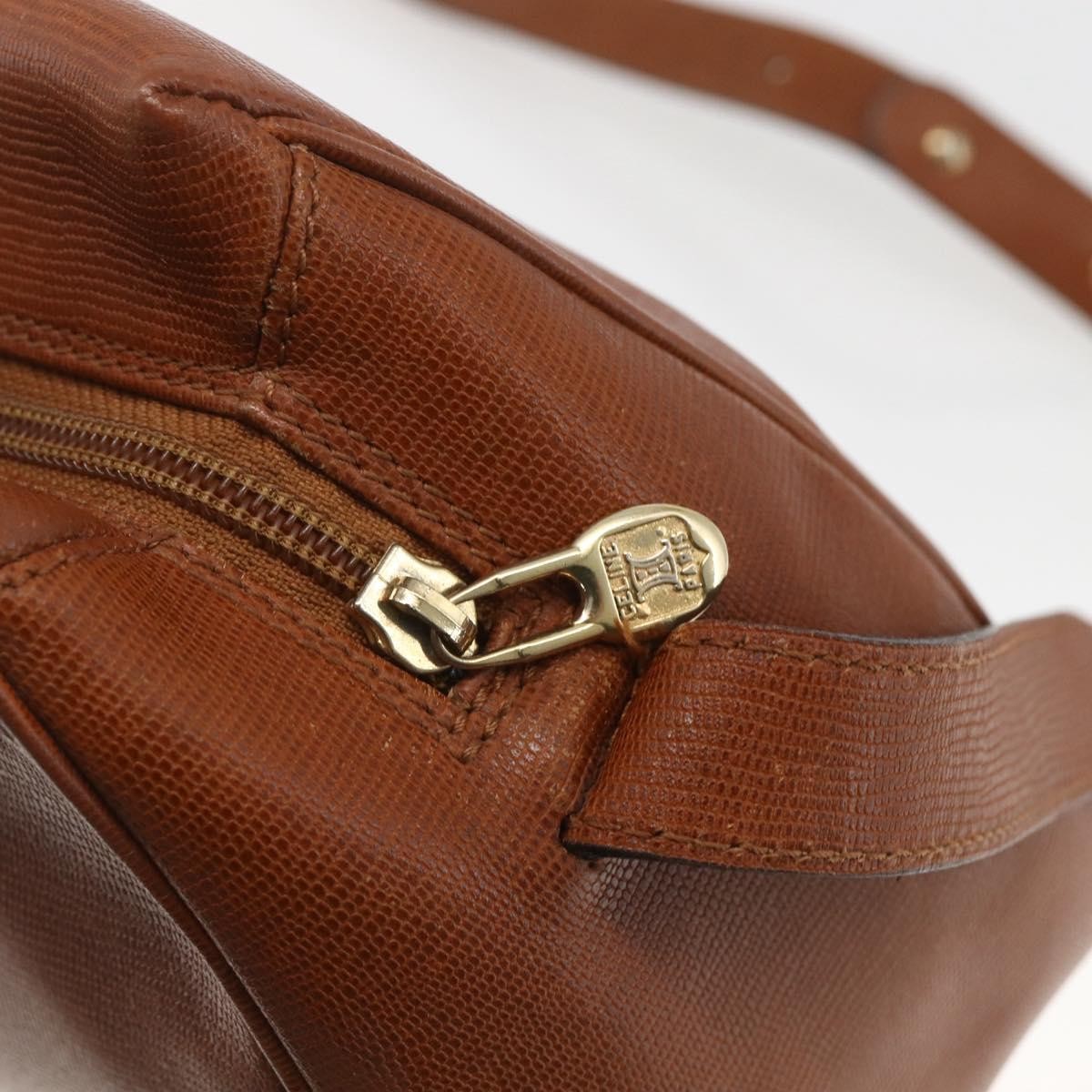 Celine Circle Logo Shoulder Bag Leather, BROWN, LEATHER, Shoulder bag