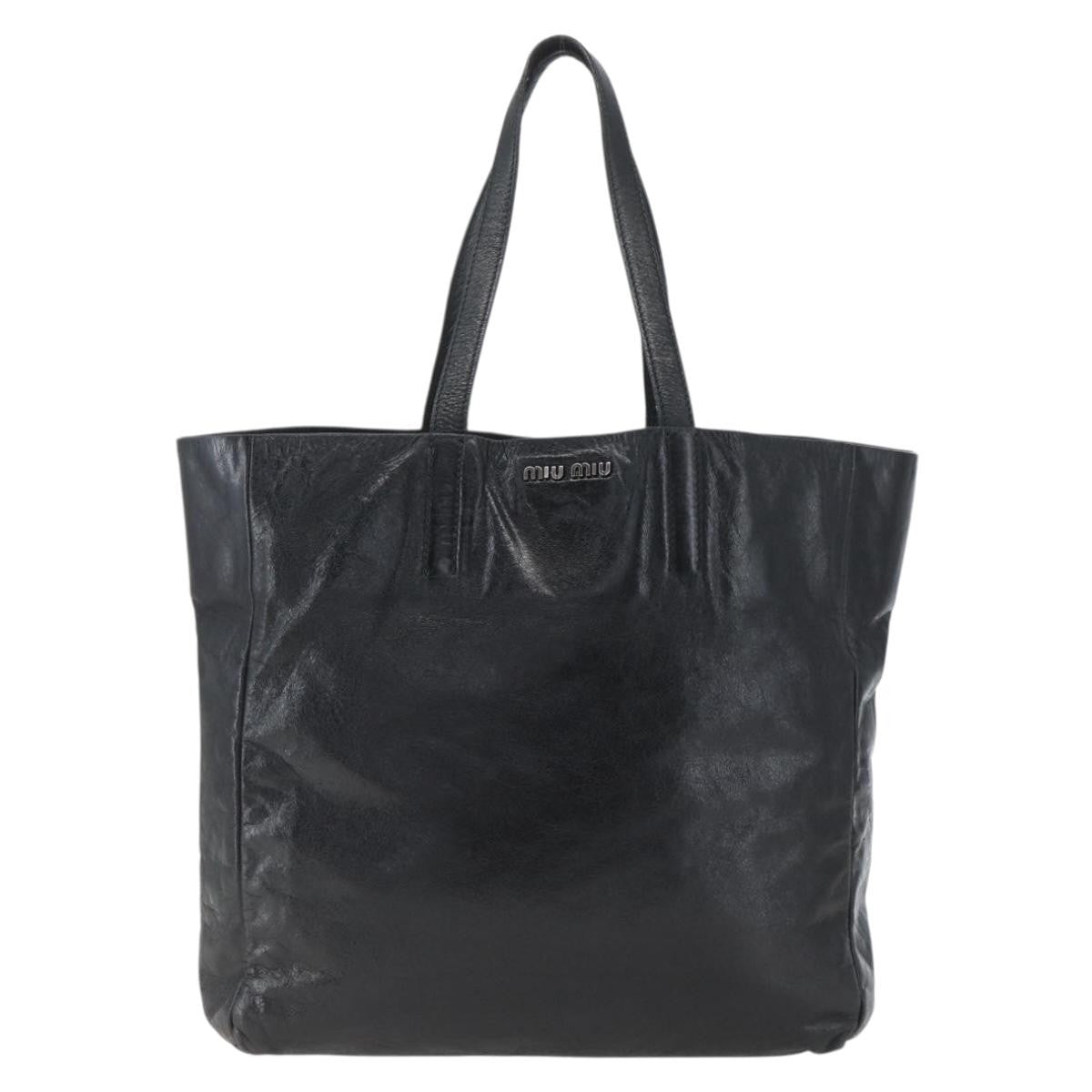 Miu Miu Vintage Tote bag Leather, BLACK, LEATHER, Tote bag