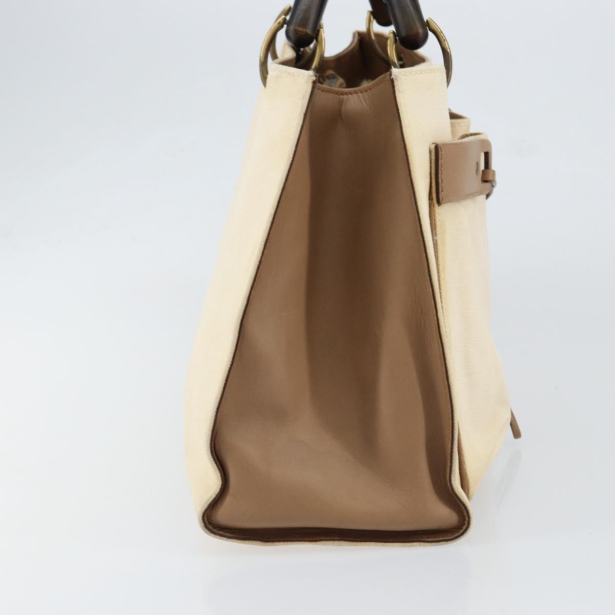 Gucci Bamboo Front Pocket Tote Canvas, ECRU, CANVAS, Tote bag