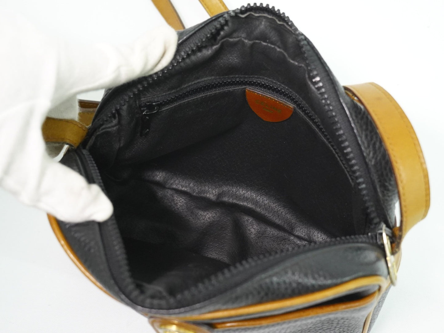 Celine Vintage Shoulder Bag Leather, BLACK, LEATHER, Shoulder bag