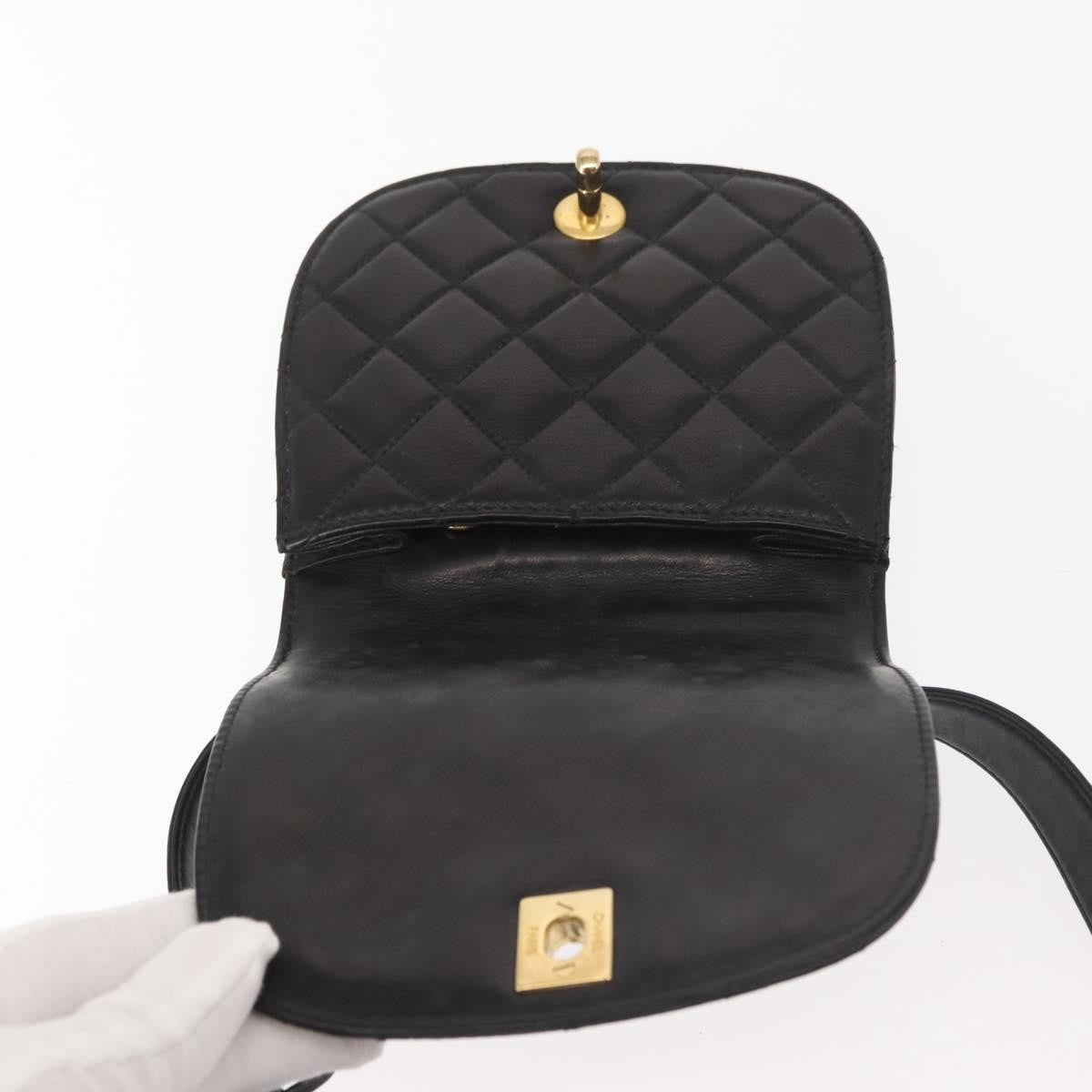 Chanel Vintage Flap Belt Bag Quilted Leather, BLACK, LEATHER, Clutche & pouche