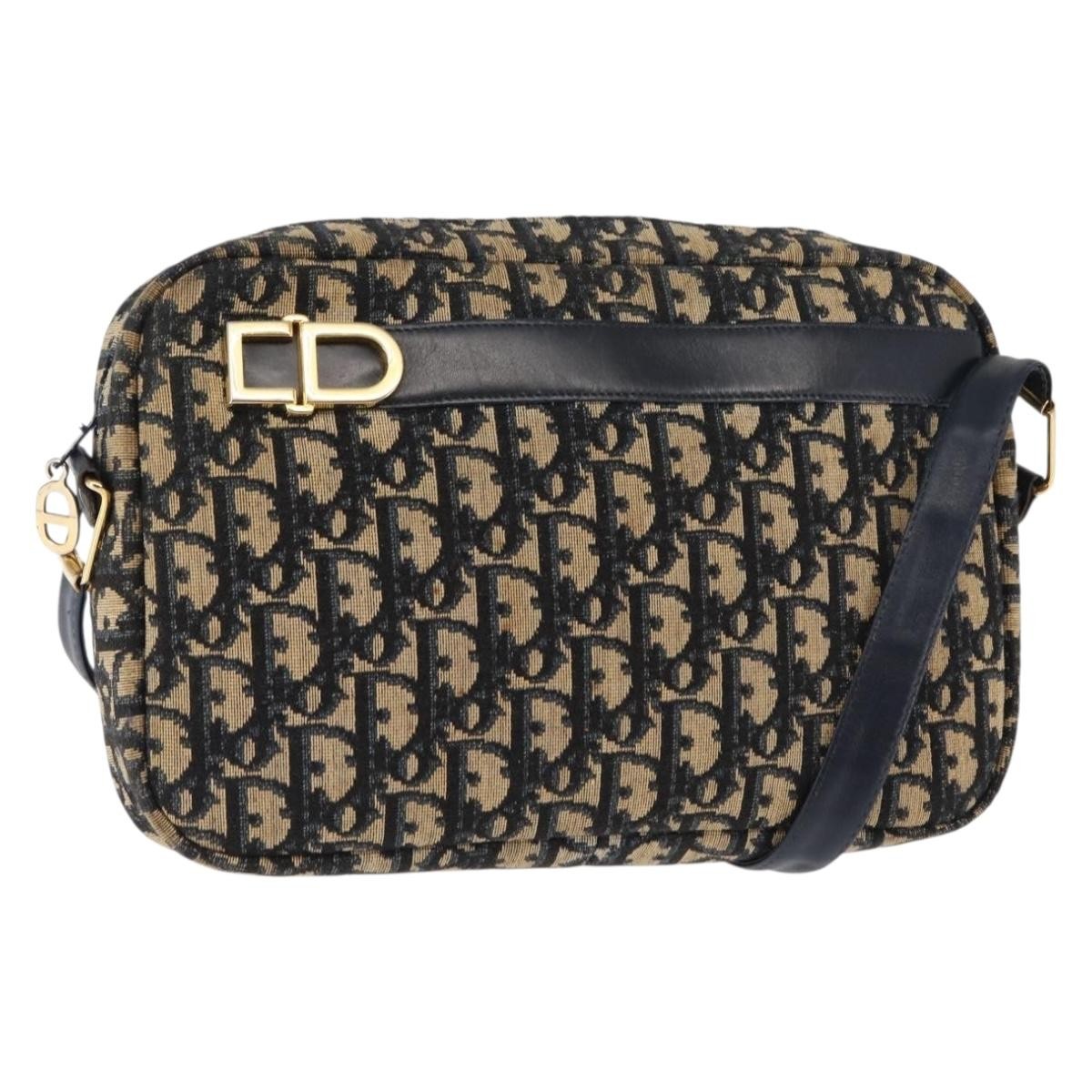Christian Dior Vintage Trotter Crossbody Bag Diorissimo Coated Canvas, NAVY, CANVAS, Shoulder bag
