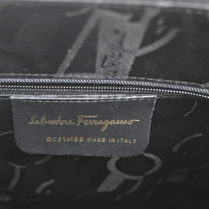 Salvatore Ferragamo Gancini Shoulder Bag Leather, BLACK, LEATHER, Shoulder bag