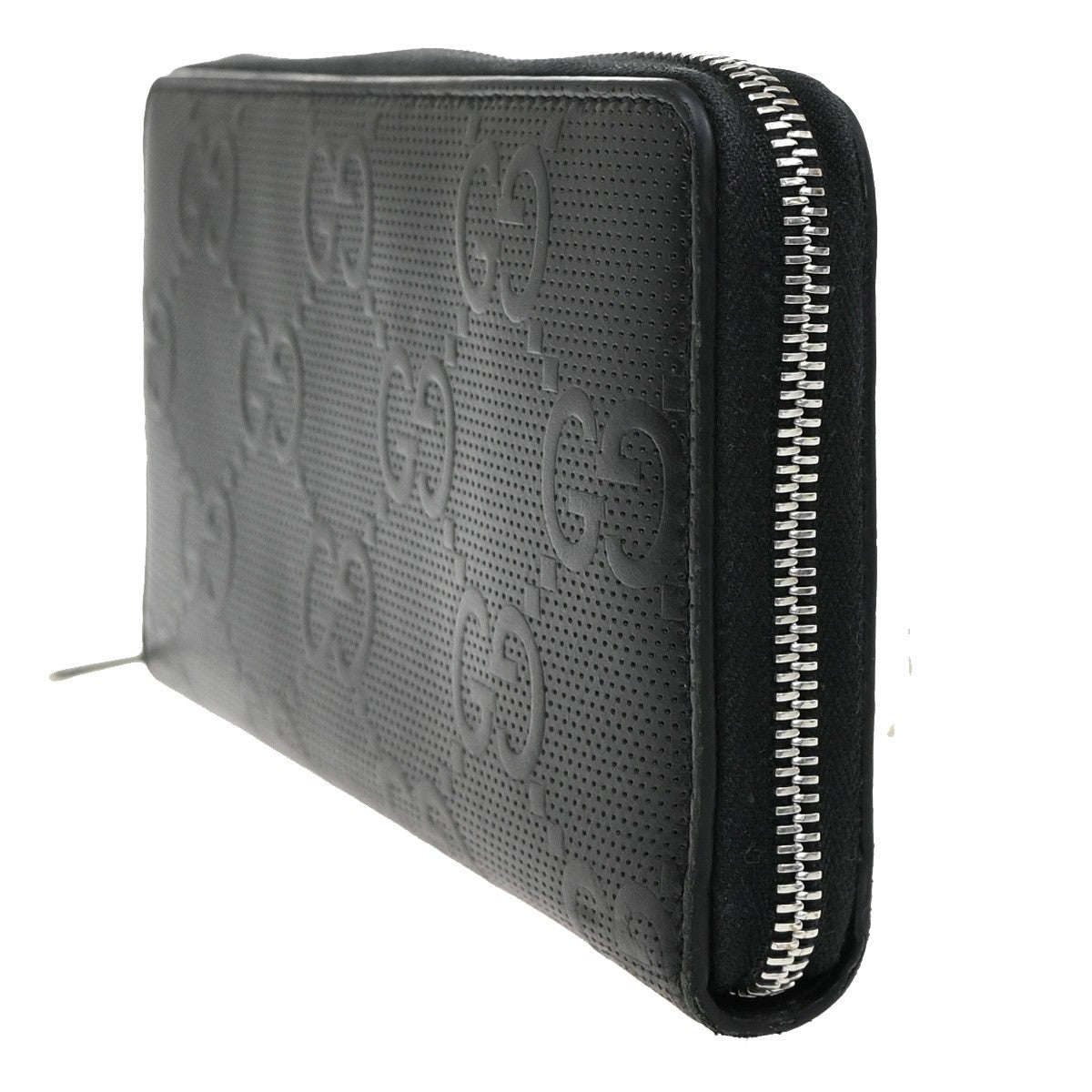 Gucci Signature Zip Around Wallet Guccissima Leather, BLACK, LEATHER, Wallets