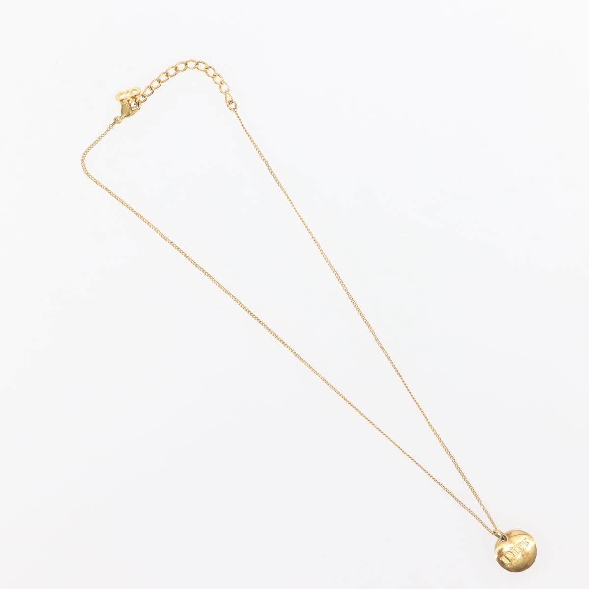 Christian Dior Round Logo Pendant Necklace Metal, GOLD, METAL, Necklace