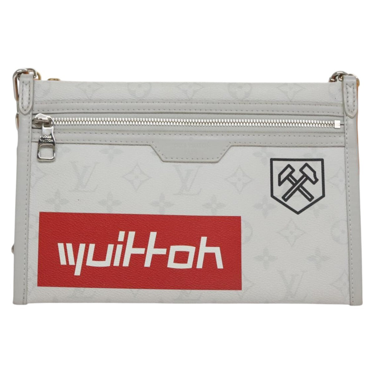 Louis Vuitton Double Flat Messenger Bag Limited Edition Logo Story Monogram Canvas and Denim, MULTICOLOUR, CANVAS, Shoulder bag
