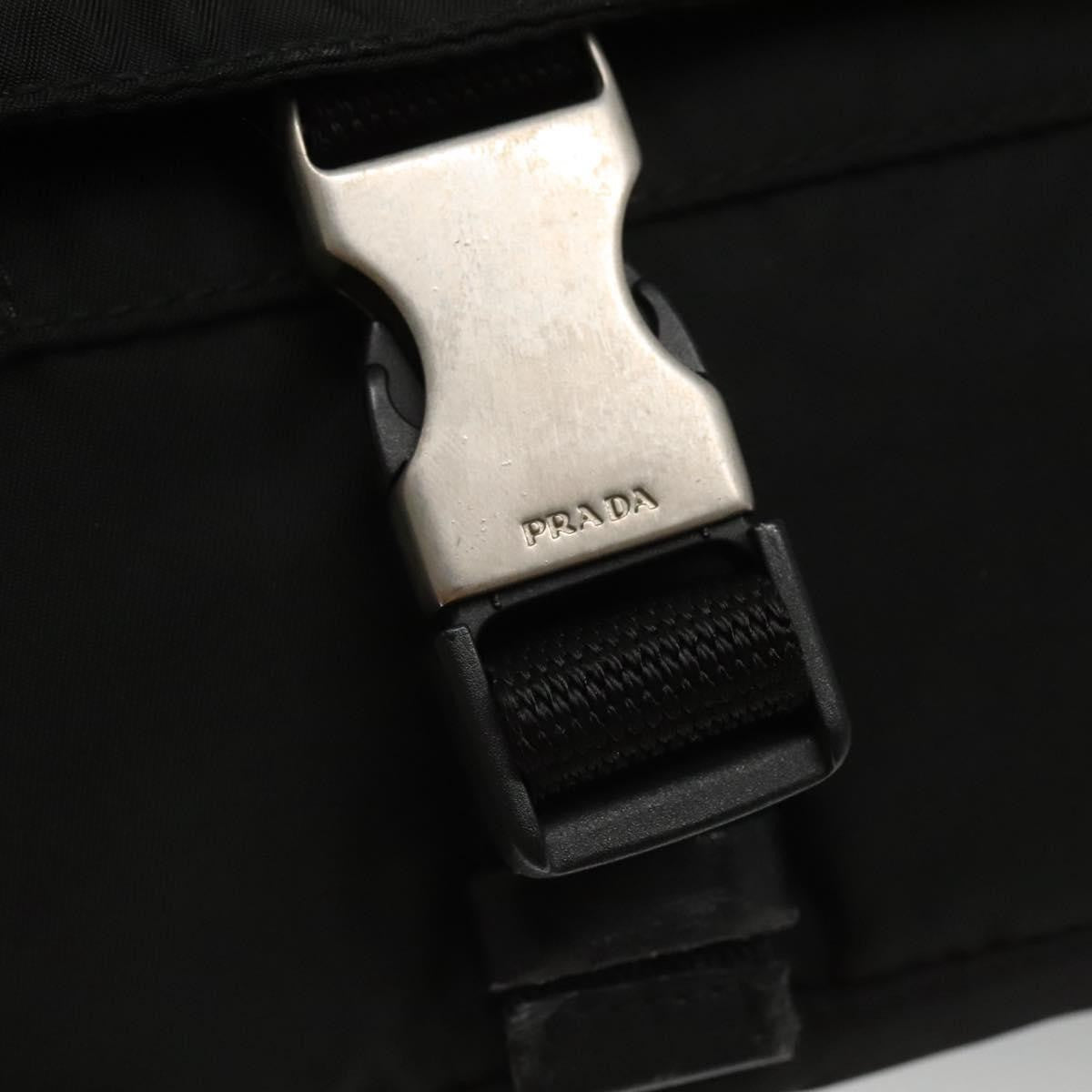 Prada Vintage Flap Messenger Bag Tessuto, BLACK, NYLON, Shoulder bag