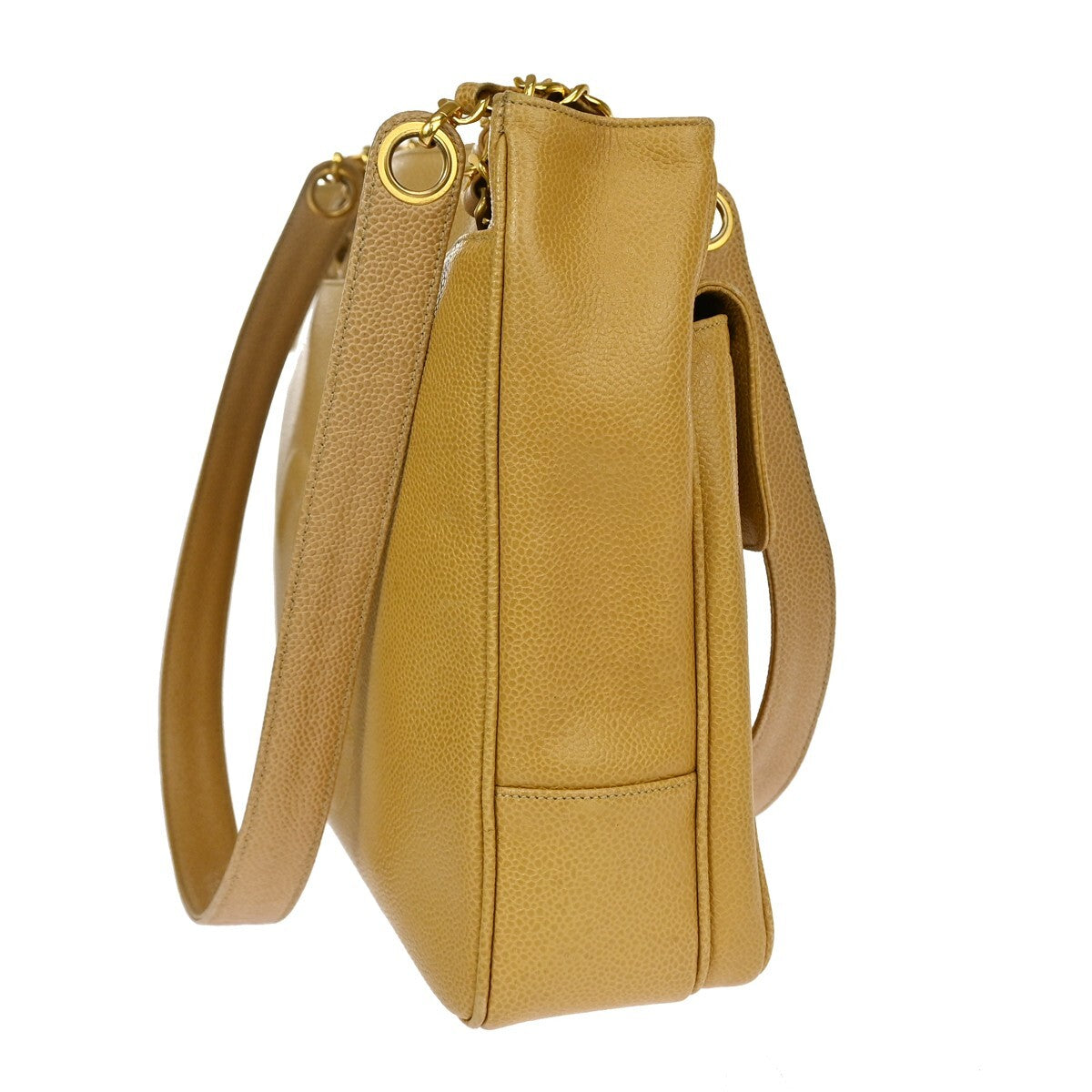 Chanel Vintage CC Front Pocket shoulder Bag Calfskin Leather, BEIGE, CALFSKIN, Shoulder bag