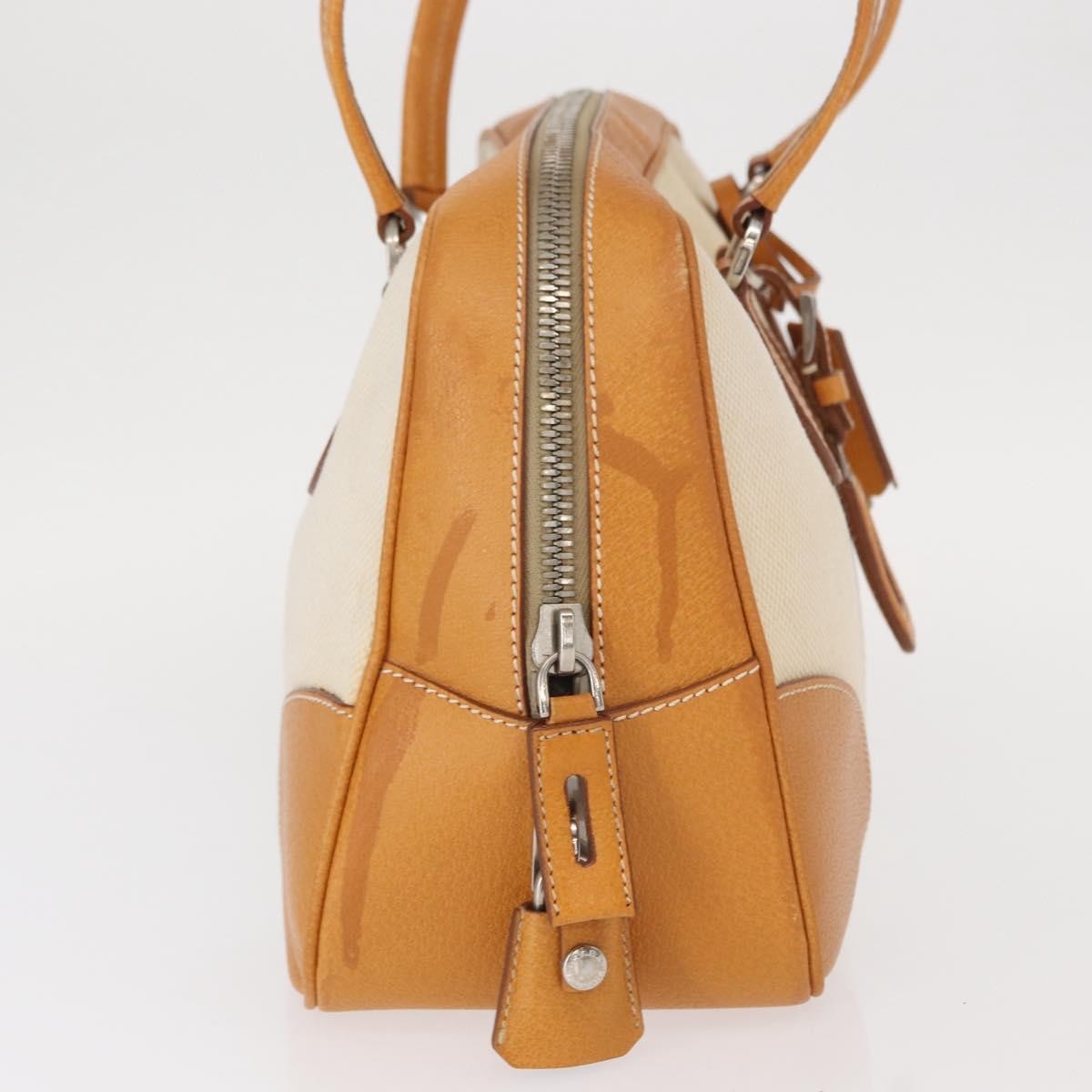 Prada Bowler Bag Canvas with Leather, BEIGE, CANVAS, Handbag