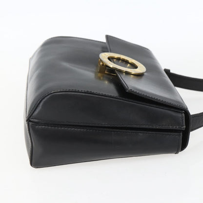 Celine Vintage Circle Logo Crossbody Bag Leather, BLACK, LEATHER, Shoulder bag