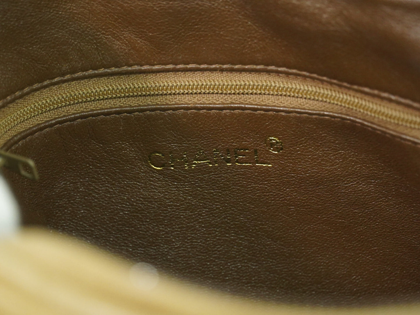 Chanel Vintage Diamond CC Camera Bag Quilted Leather, BEIGE, LEATHER, Crossbody bag