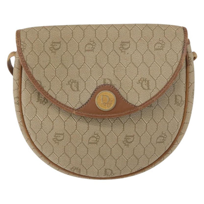 Christian Dior Vintage Honeycomb Flap Crossbody Bag Canvas and Leather, BEIGE, CANVAS, Shoulder bag
