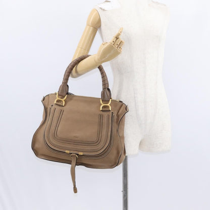 Chloe Marcie Satchel Studded Leather, BEIGE, LEATHER, Handbag