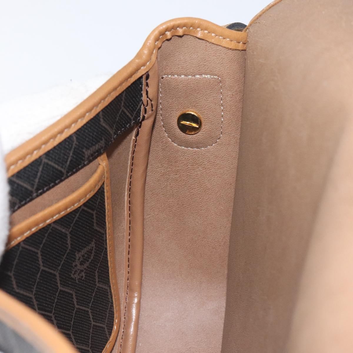 Christian Dior Vintage Honeycomb Flap Crossbody Bag Coated Canvas, BLACK, CANVAS, Crossbody bag