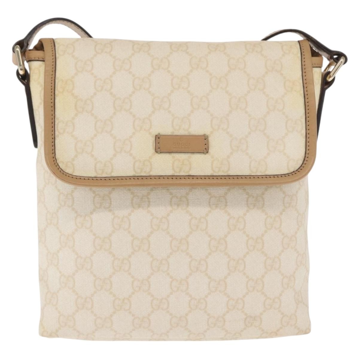Gucci Flap Messenger GG Coated Canvas, WHITE, PVC, Shoulder bag