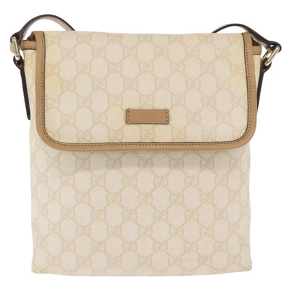 Gucci Flap Messenger GG Coated Canvas, WHITE, PVC, Shoulder bag