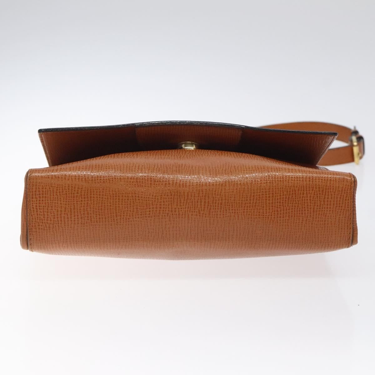 Celine Circle logo Leather, BROWN, LEATHER, Shoulder bag