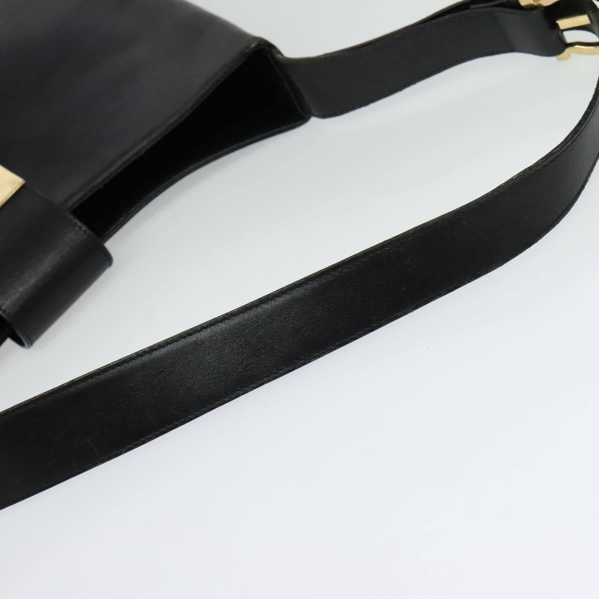 Salvatore Ferragamo Gancini Shoulder Bag Leather, BLACK, LEATHER, Shoulder bag
