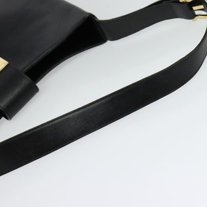 Salvatore Ferragamo Gancini Shoulder Bag Leather, BLACK, LEATHER, Shoulder bag