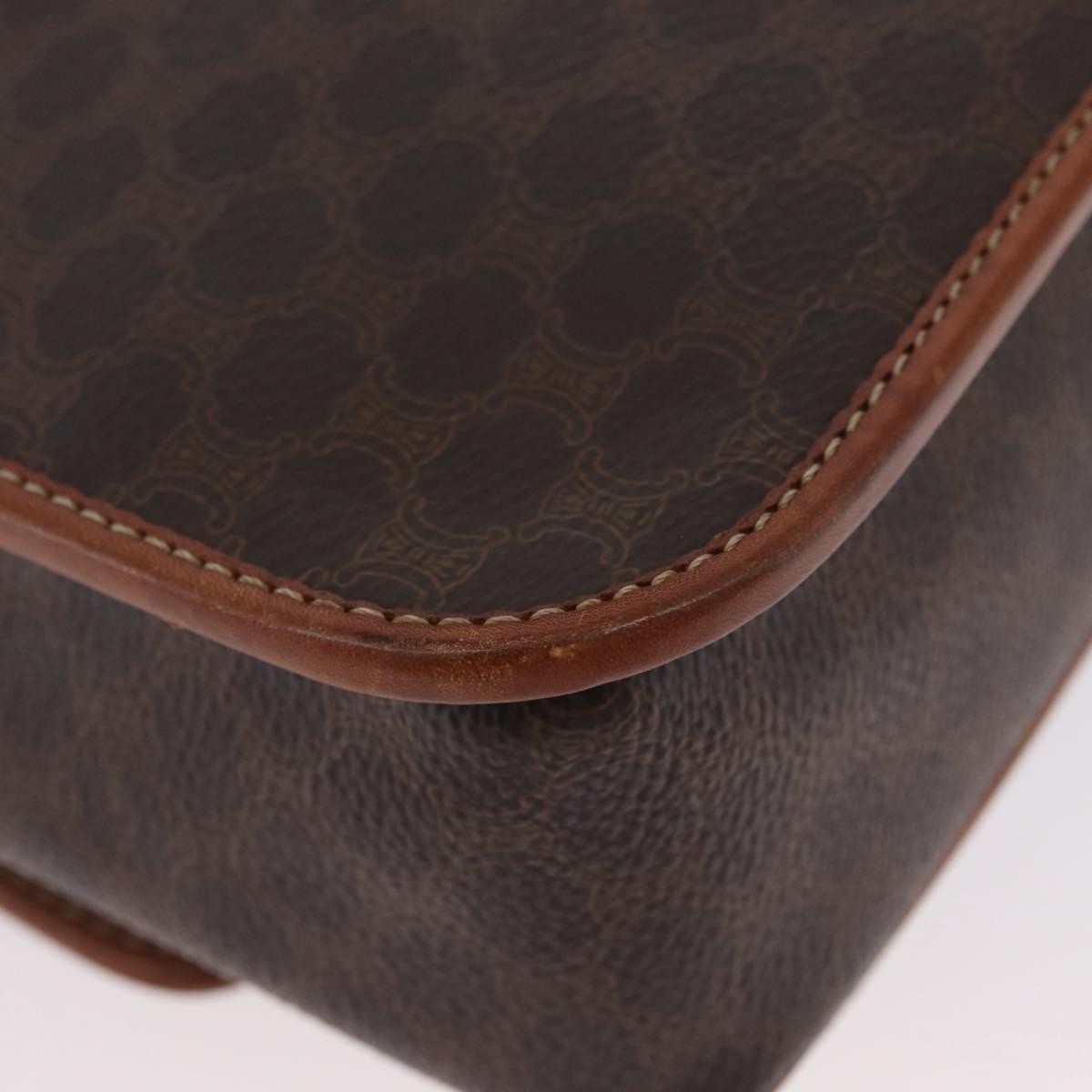 Celine Vintage Macadam Circle Logo Shoulder Bag Canvas and Leather, Brown, Canvas, Shoulder Bag