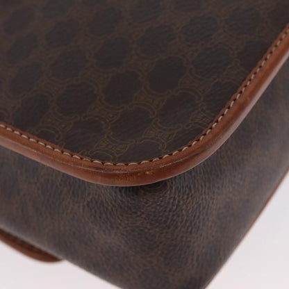 Celine Vintage Macadam Circle Logo Shoulder Bag Canvas and Leather, Brown, Canvas, Shoulder Bag
