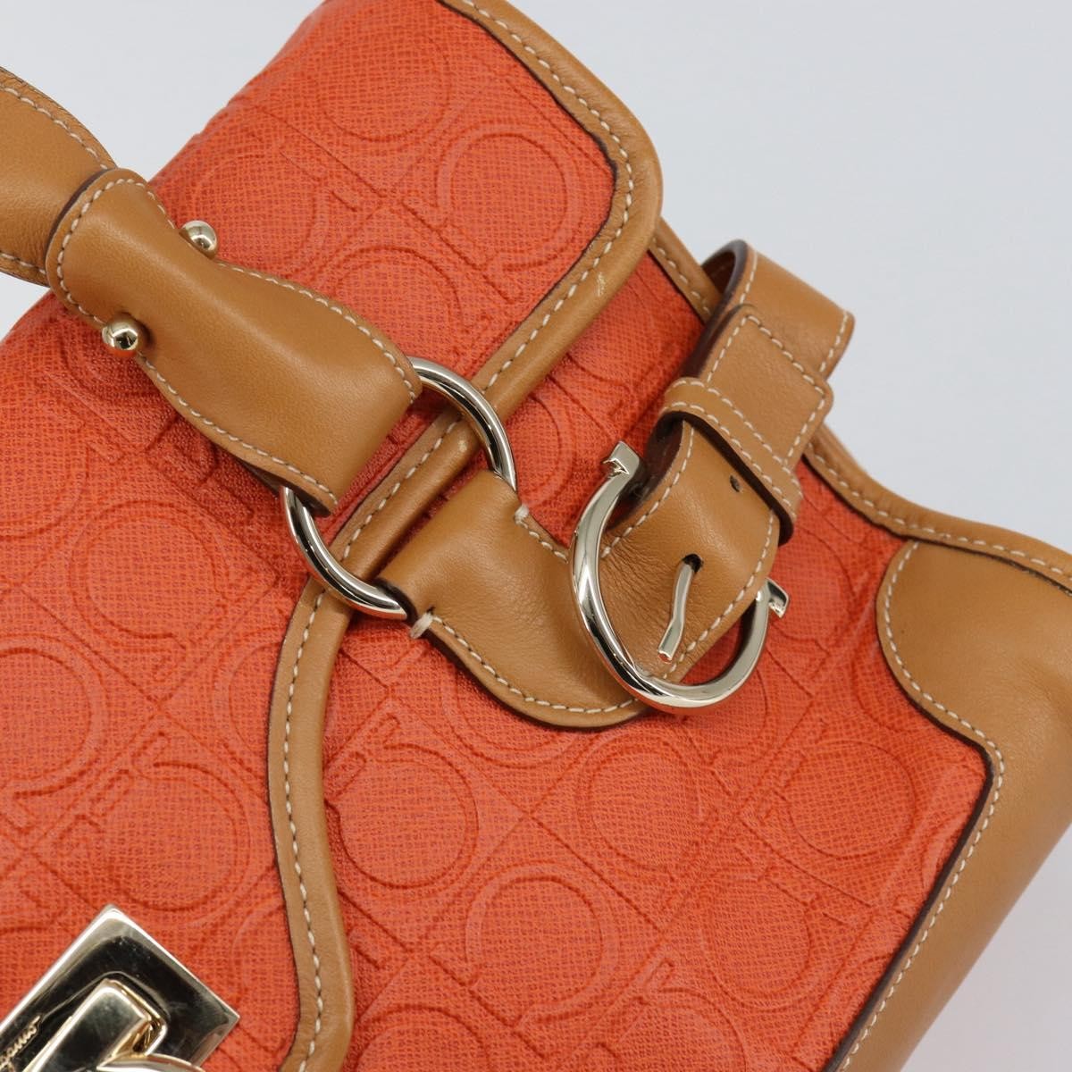 Salvatore Ferragamo Gancini Shoulder Bag Canvas, ORANGE, PVC, Shoulder bag
