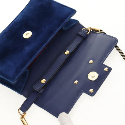 Gucci G Broadway Shoulder Bag Velvet with Crystals, BLUE, VELVET, Shoulder bag