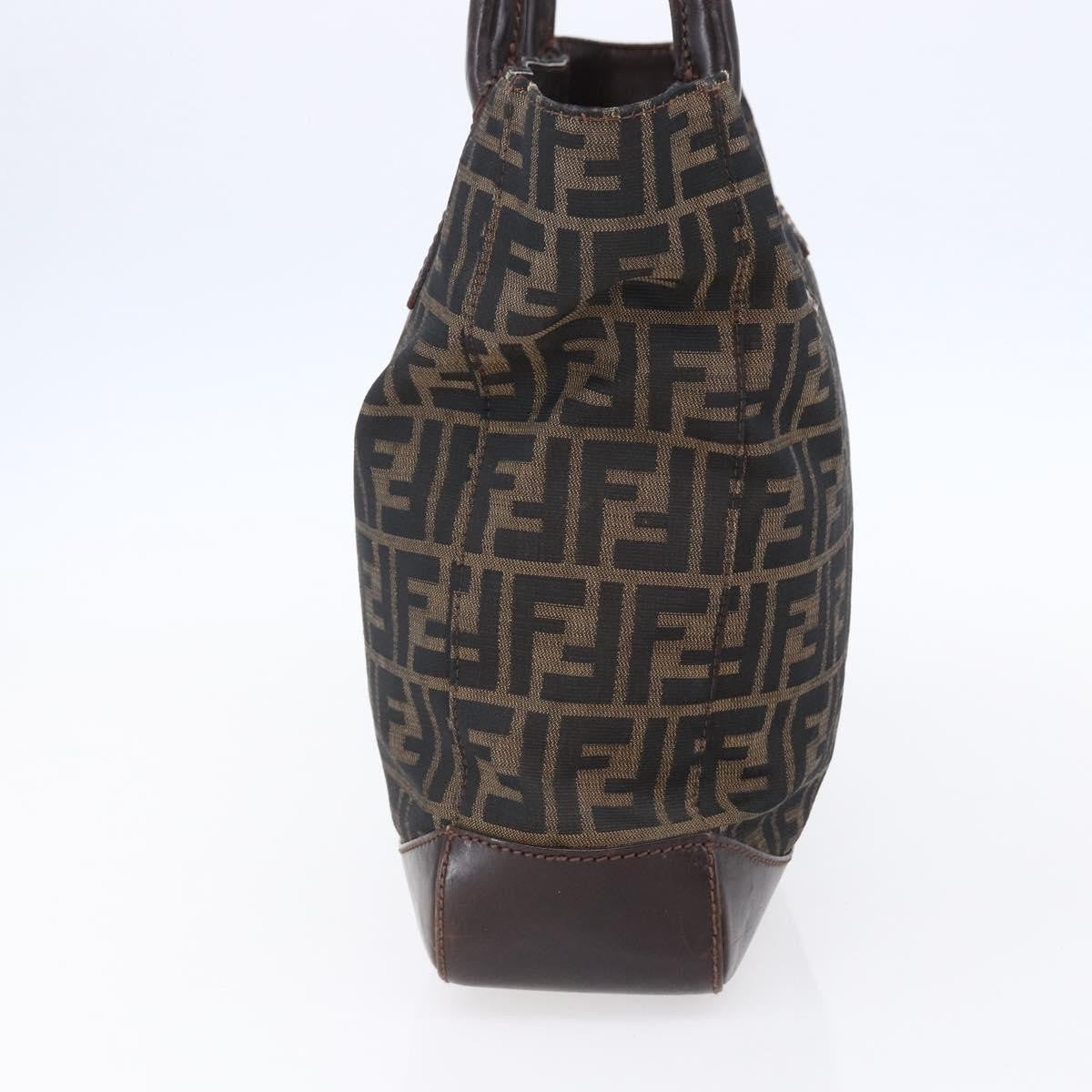 Fendi Vintage Open Tote Zucca Canvas with Leather, BLACK, CANVAS, Tote bag