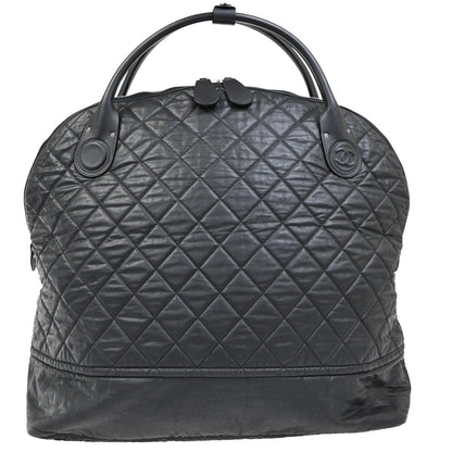 Chanel Horizontal Sport Weekender Bag Quilted Coated Canvas, BLACK, NYLON, Travel bag
