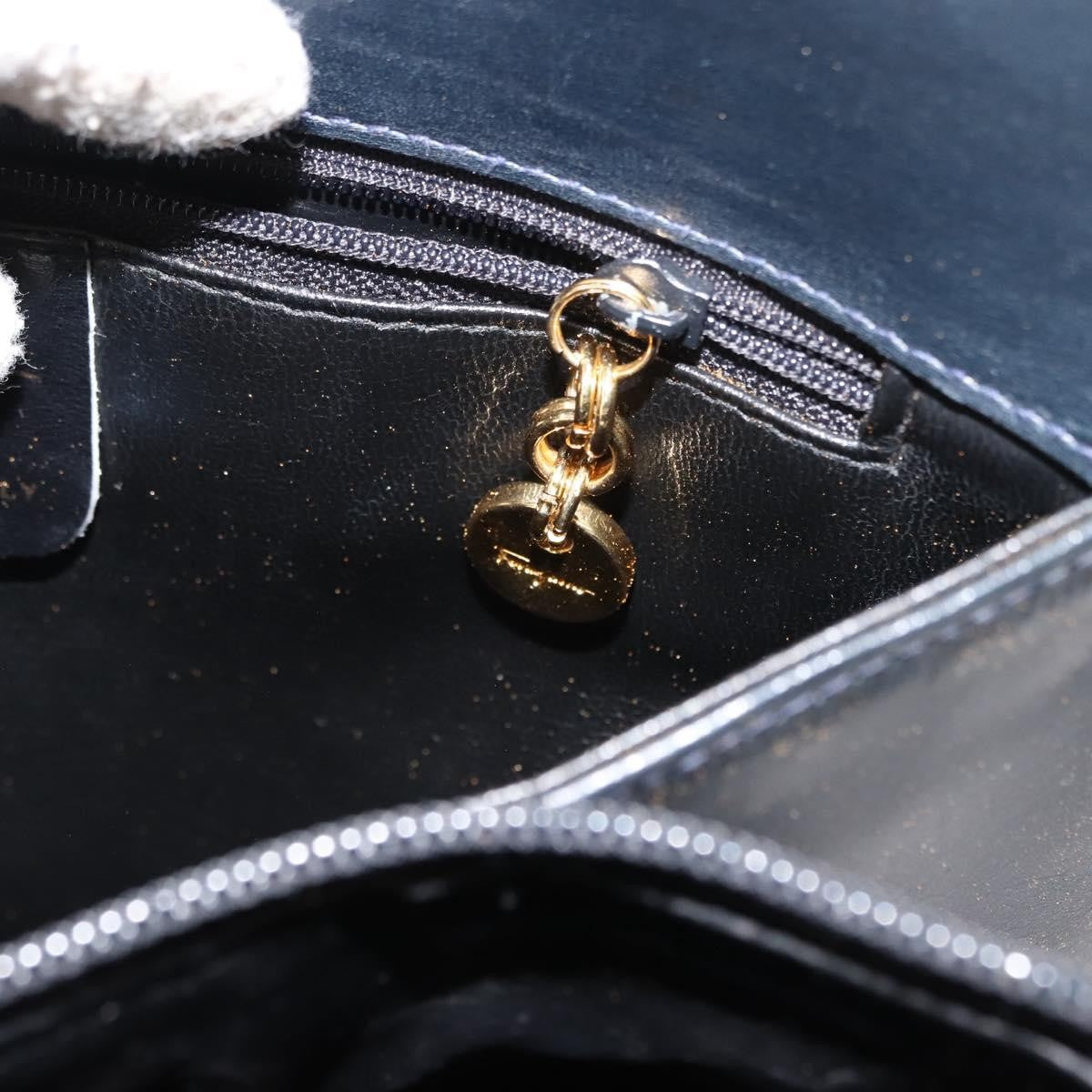 Salvatore Ferragamo Gancini Shoulder Bag Leather, NAVY, LEATHER, Shoulder bag