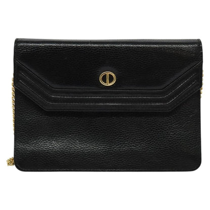 Christian Dior Vintage Chain Flap Shoulder Bag Leather, BLACK, LEATHER, Shoulder bag