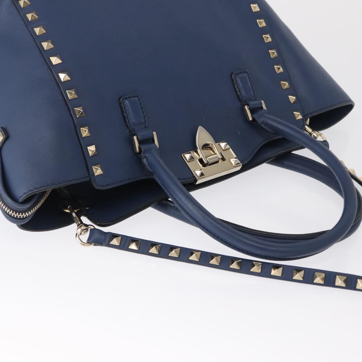 Valentino Garavani Rockstud Tote Rigid Leather, BLUE, LEATHER, Handbag