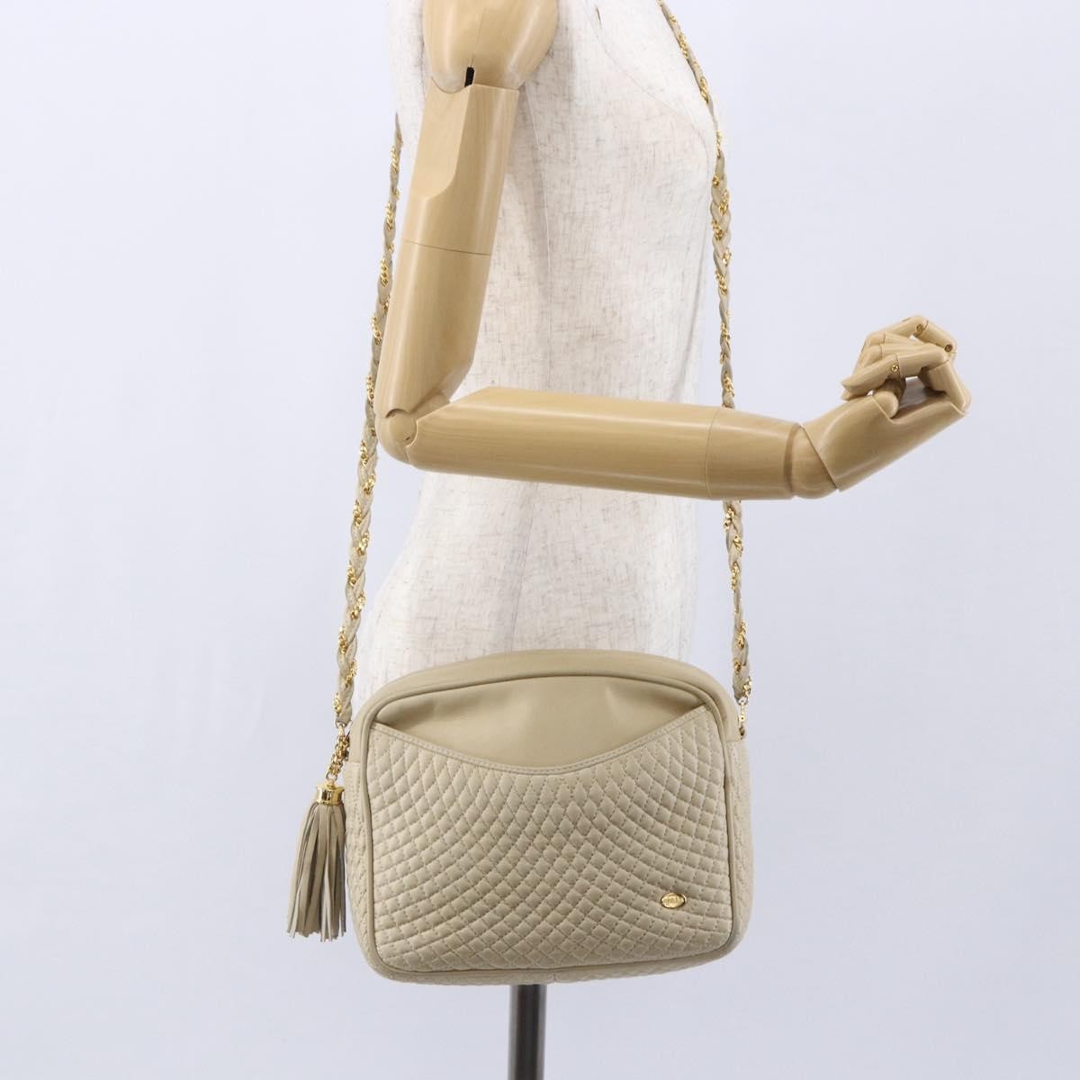 Bally Vintage Shoulder Bag Quilted leather, ECRU, LEATHER, Shoulder bag