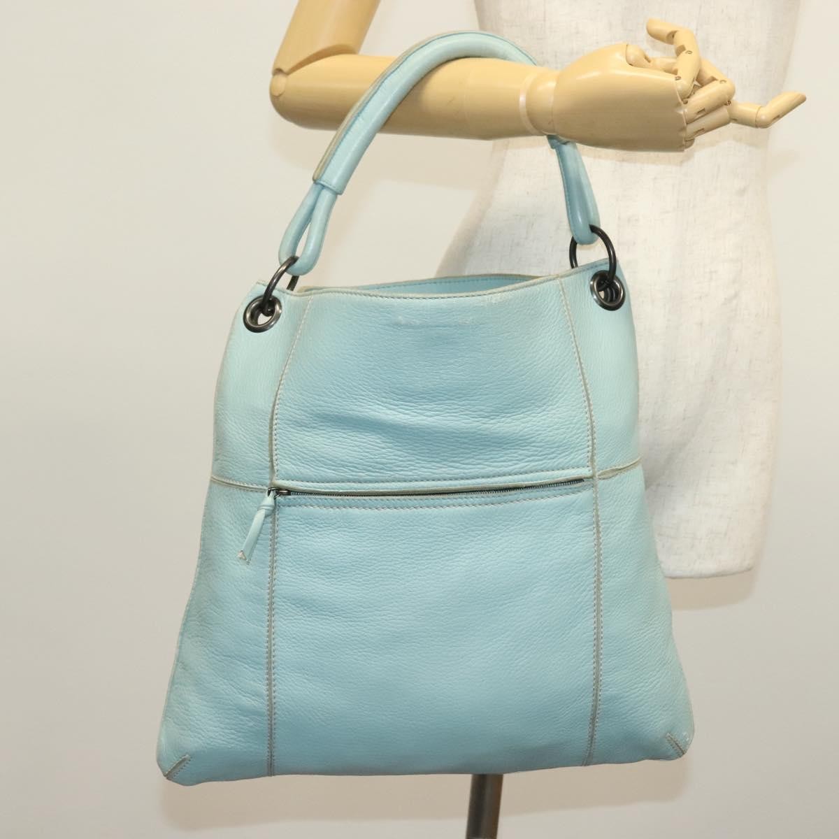 Bottega Veneta Front Zip Hobo Leather, BLUE, LEATHER, Handbag