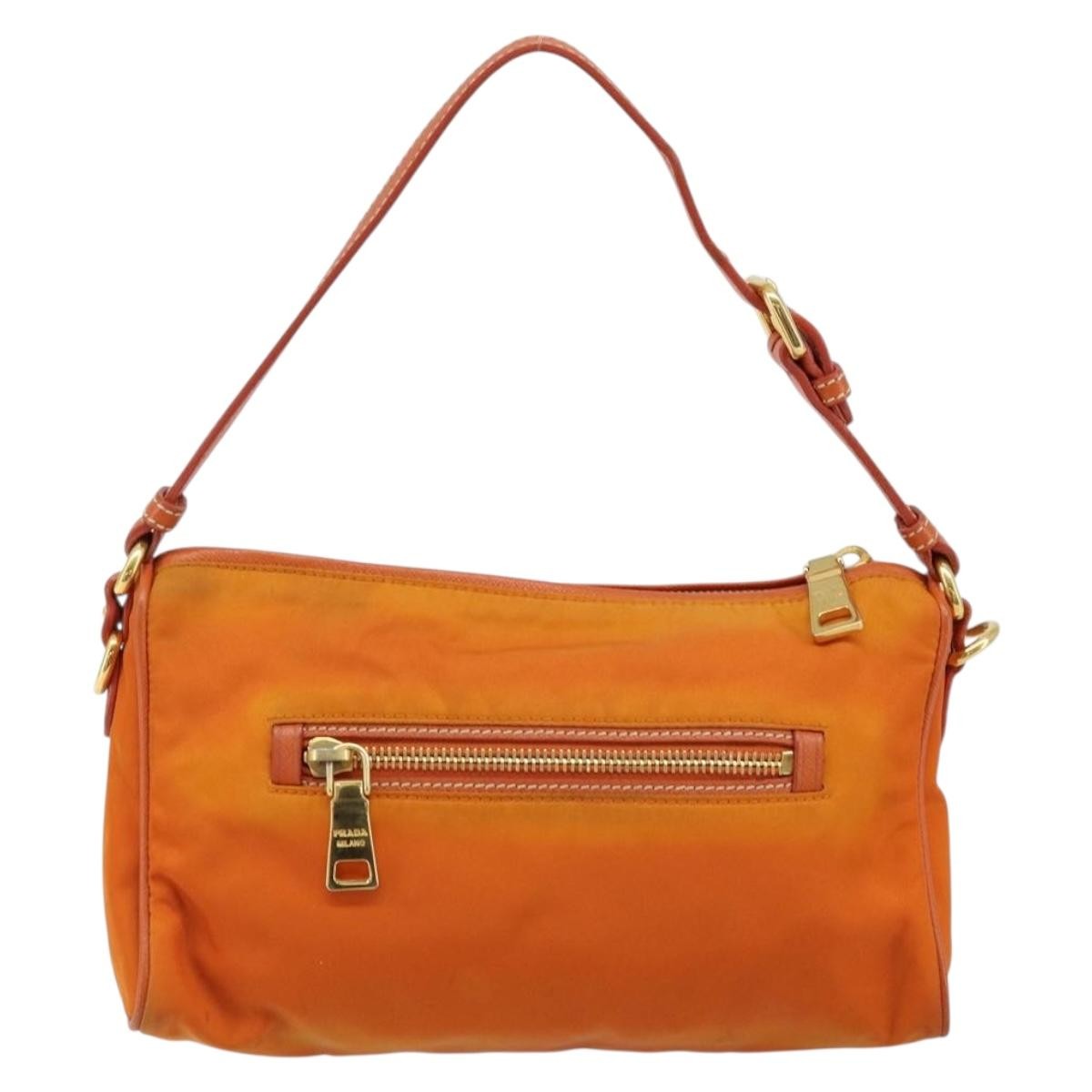 Prada Front Zip Hobo Tessuto, ORANGE, NYLON, Shoulder bag
