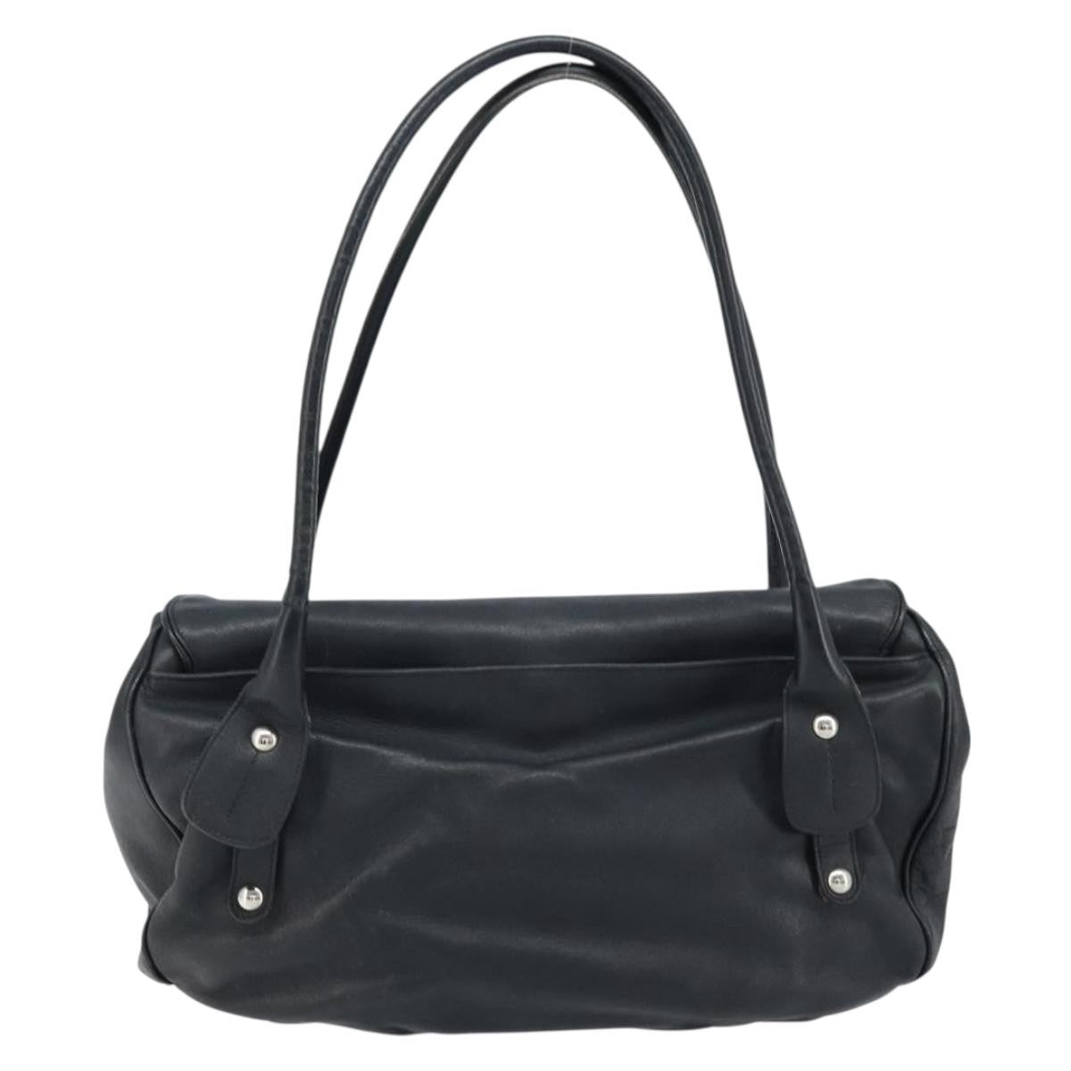 Salvatore Ferragamo Gancini handbag Leather, BLACK, LEATHER, Handbag
