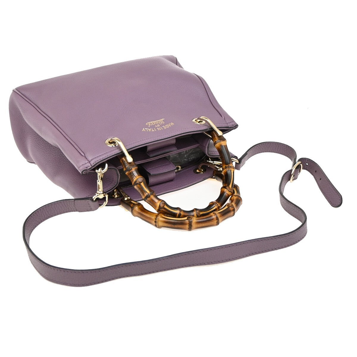 Gucci Bamboo shopper bag Leather, PURPLE, LEATHER, Tote bag