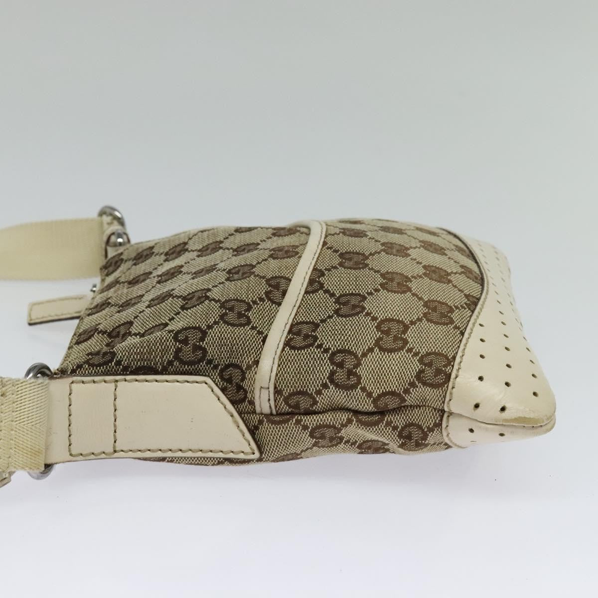 Gucci Zip Messenger Bag GG Canvas with Perforated Leather, BEIGE, CANVAS, Crossbody bag