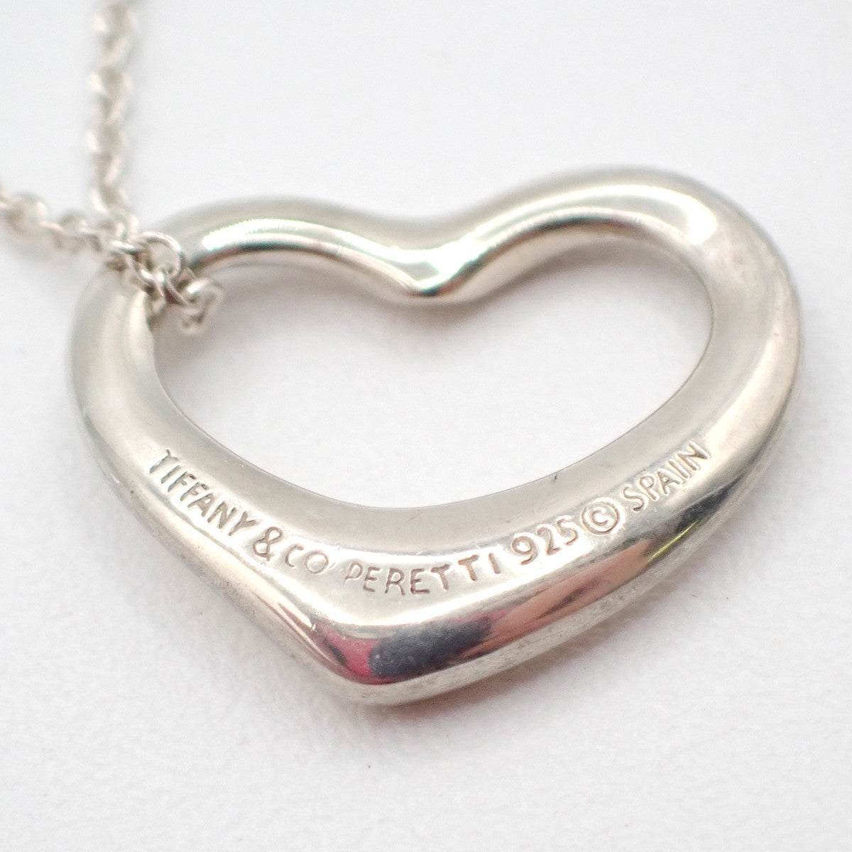 Tiffany & Co. Elsa Peretti Open Heart Pendant Necklace Sterling Silver, Silver, Silver, Necklace